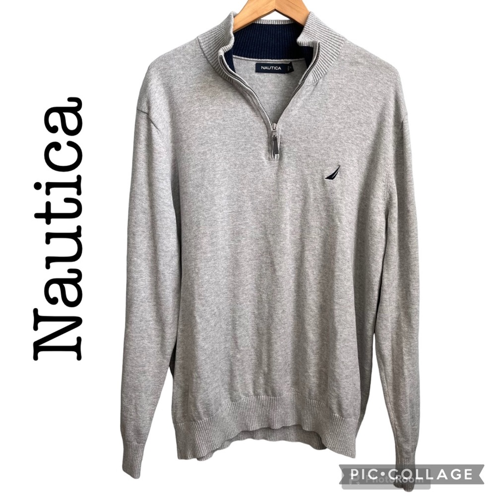 Nautica Gray 1/4 Zip Sweater Size XL